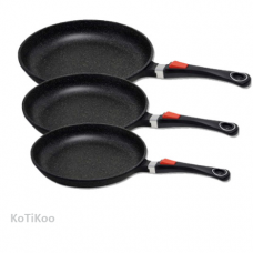 Lot de 3 poêles finition pierre 28-24-20 cm avec manches amovibles - KAISER